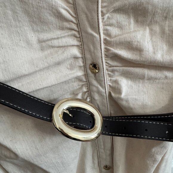 Zara - ECRU Belted Balloon Sleeve Midi Dress - L - Picture 4 of 6